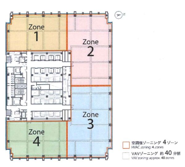 大手町フィナンシャルシティノースタワー空調ゾーニング