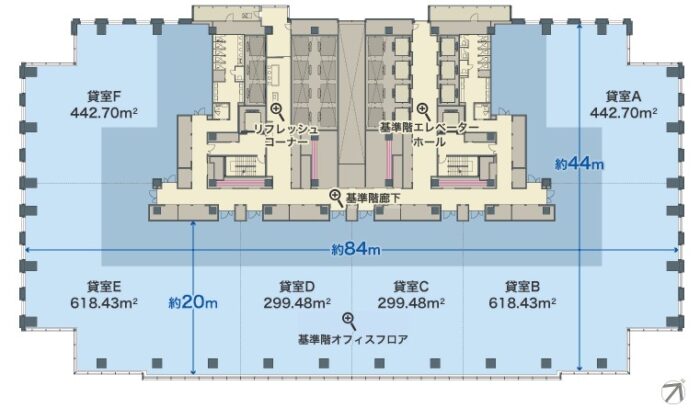 みなとみらいグランドセントラルタワー基準階フロア平面図