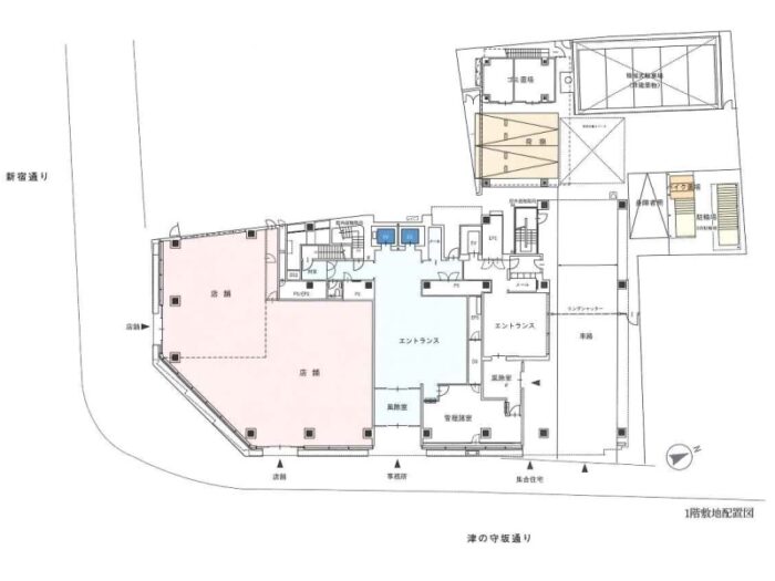 フロントプレイス四谷　1階敷地配置図