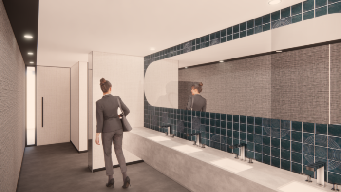 晴海アイランドトリトンスクエアオフィスタワーX棟の基準階トイレイメージパース