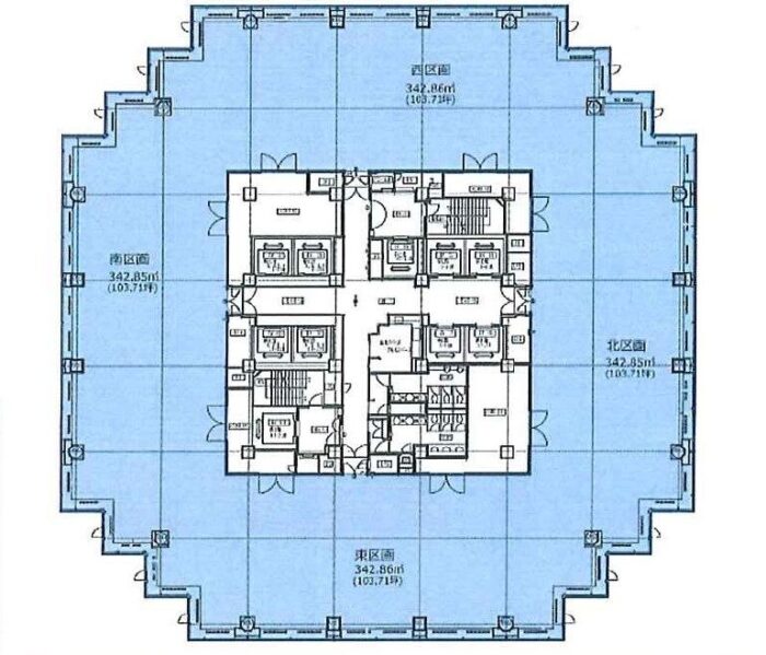 青海フロンティアビルの基準階図面