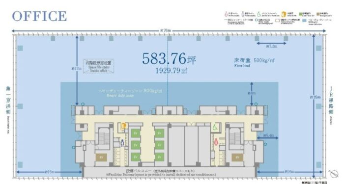 田町駅前建替プロジェクトの基準階平面図