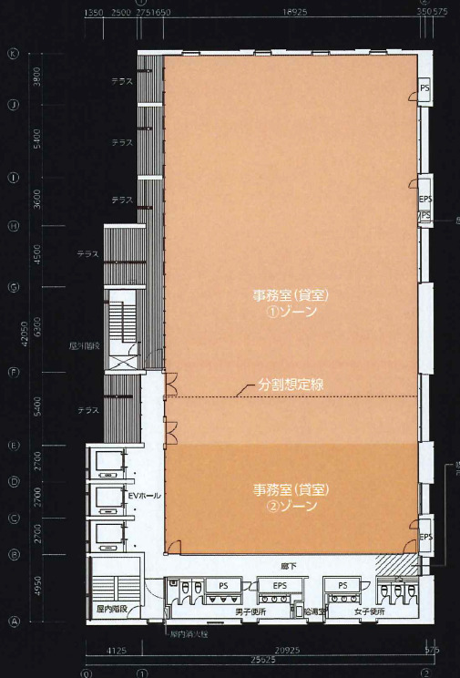 木材会館の平面図