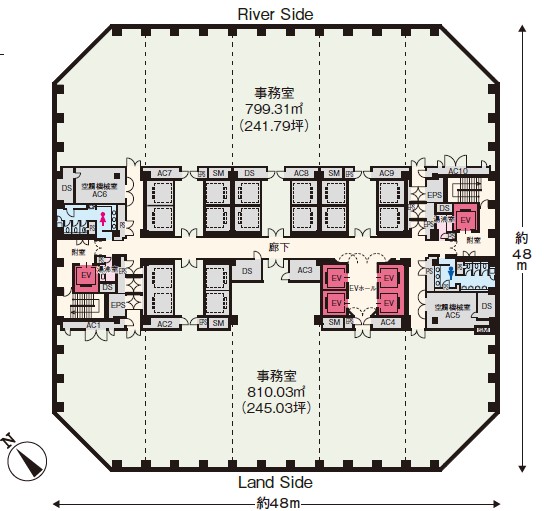 聖路加タワー8階平面図