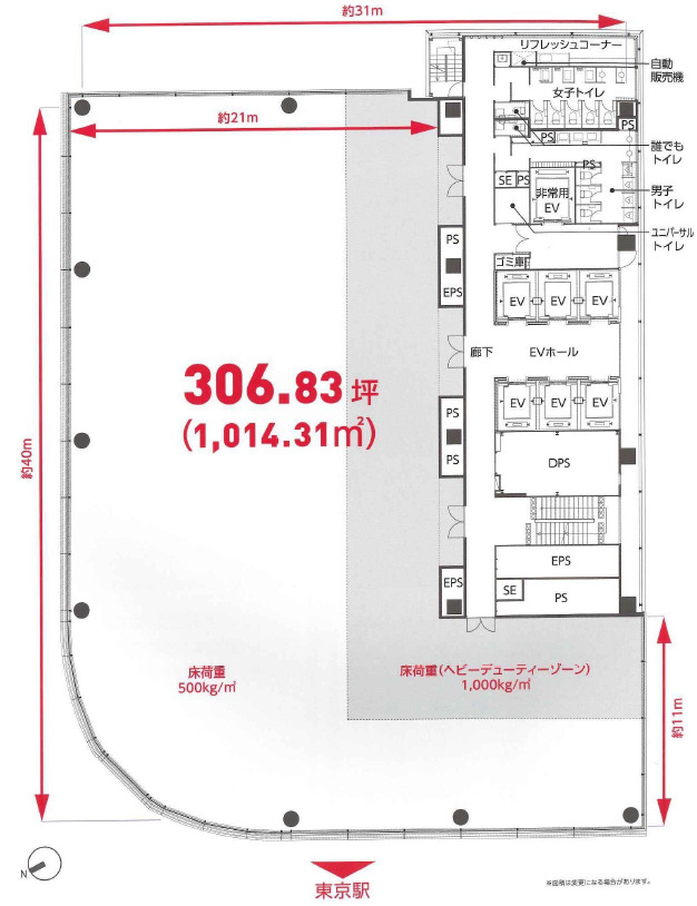 YANMAR-TOKYOの基準階平面図