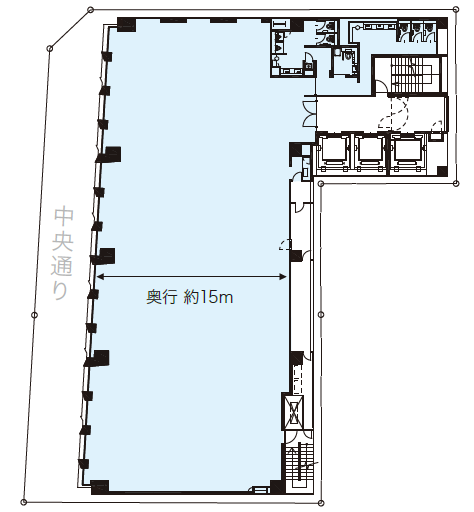 菱華ビルディングの基準階平面図