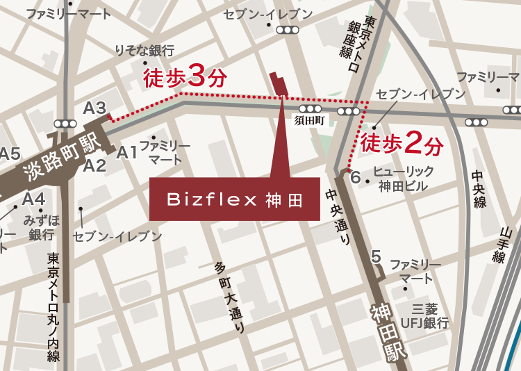 Bizflex神田の地図